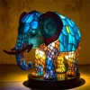 Animal Table Lamp Dyed Resin Elephant Lamp Desktop Night Light Table Night Light,3D Stained Animal Night Light Lamp 2