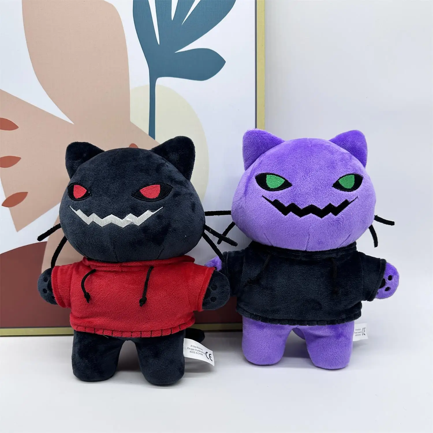 

25cm Phonk Cat Cartoon Anime Gray Purple Hell Cat Terror Evil Cat High-quality Plush Toy Doll Holiday Gift
