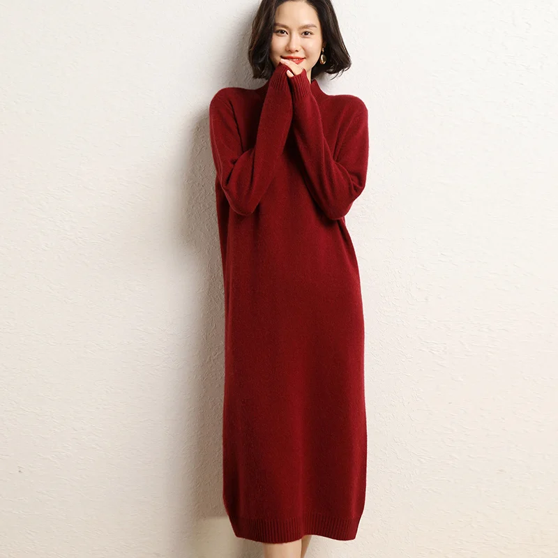 2023 High-end Winter New 100% Cashmere Sweater Long Dress Women Casual Thicken Dresses Female Loose Large Size Knitted Pullover - AliExpress 200000345 2023 High-end Winter New 100% Cashmere Sweater Long Dress Women Casual Thicken Dresses Female Loose Large Size Knitted Pullover - AliExpress 200000345