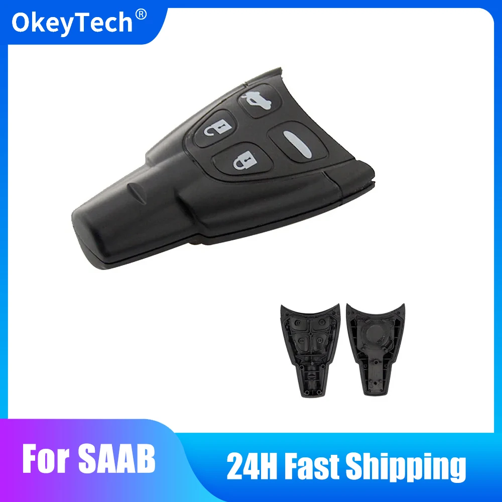 

OkeyTech For SAAB Smart Key Shell Soft 4 Button Keyless Entry Replacement Remote Control Cover Case for 93 95 9-3 9-5 2003-2007