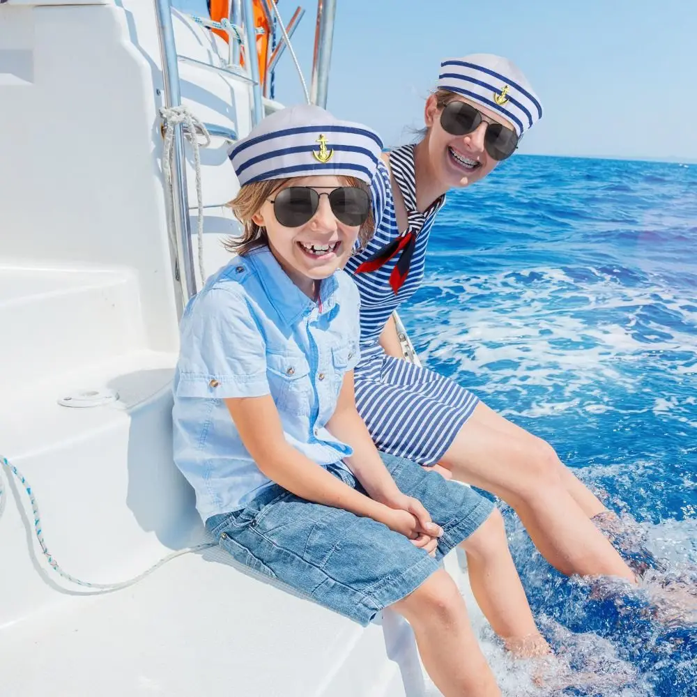 Boat Costume Yacht Captain Hat Navy Blue Comfortable Sailor Ship Cap Halloween Dressing Up Scarf Sailor Hat Party Hat
