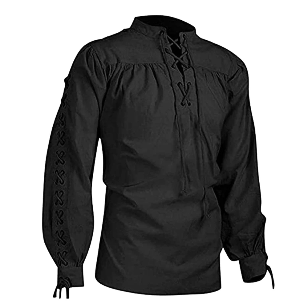 Camisa Pirata GRACEART Men Pirate Shirt Costume (Medium, Black