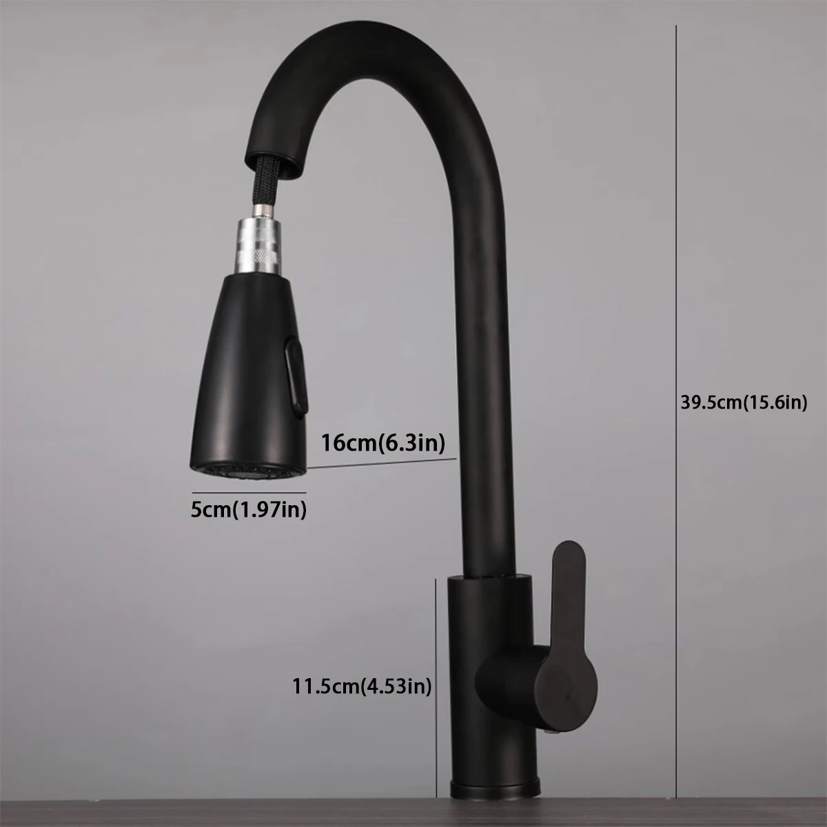 Stainless steel pull-out kitchen faucet with 360° rotating bubbling water + shower dual outlet mode (brushed/black available)
