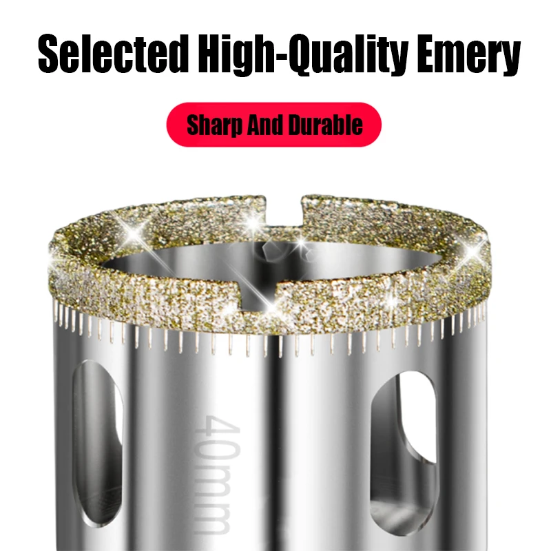 JIECHENG 3 Inch Brazed Diamond Hole Saw (75mm) With Center Drill Bit For Tile, Glass, Granite, Porcelain, Marble - Dry Drilling