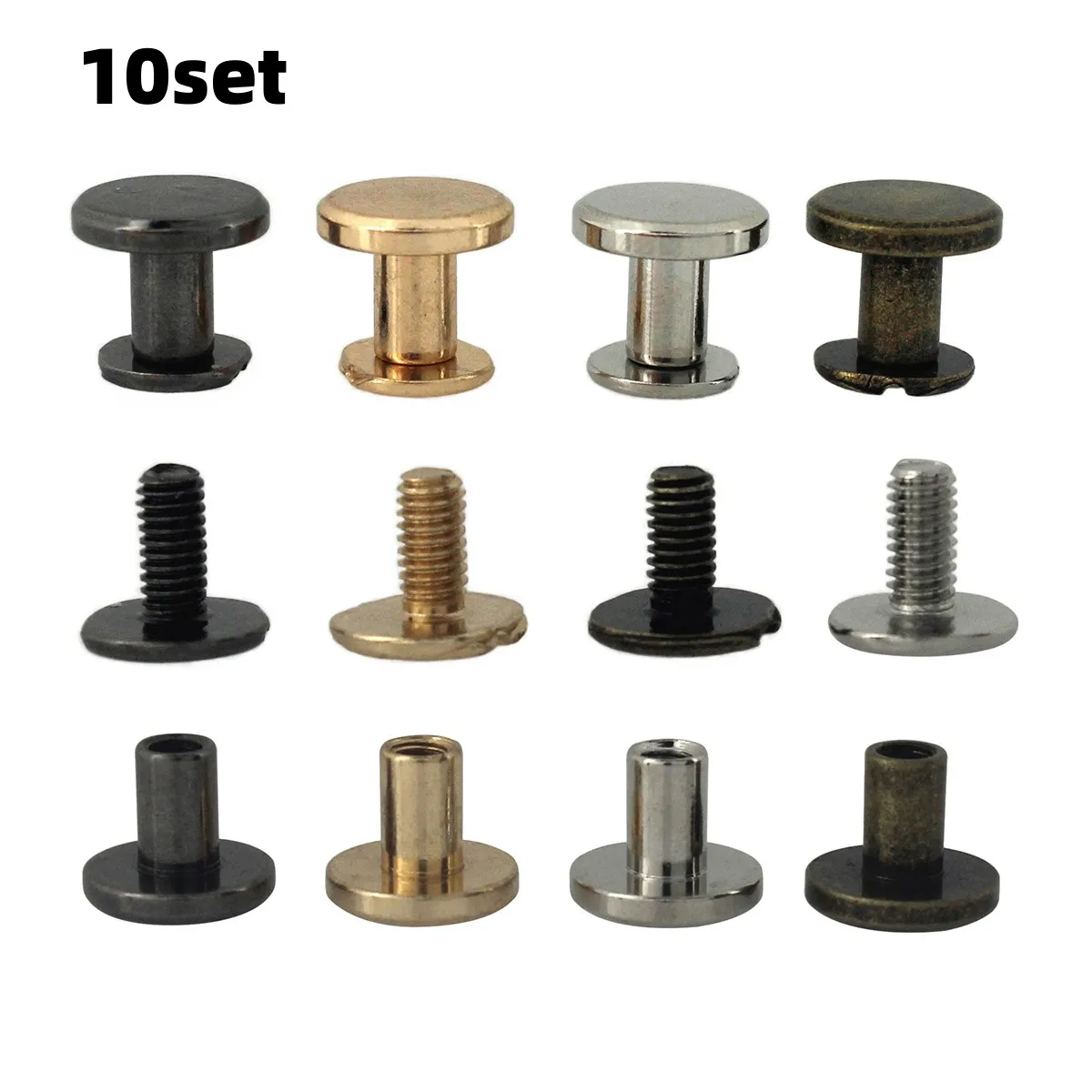 10pcs Metal Binding Chicago Screws Nails Studs Rivets for Photo Album Desk  Calendar Menu Leather Craft Belt Wallet Fasteners - AliExpress