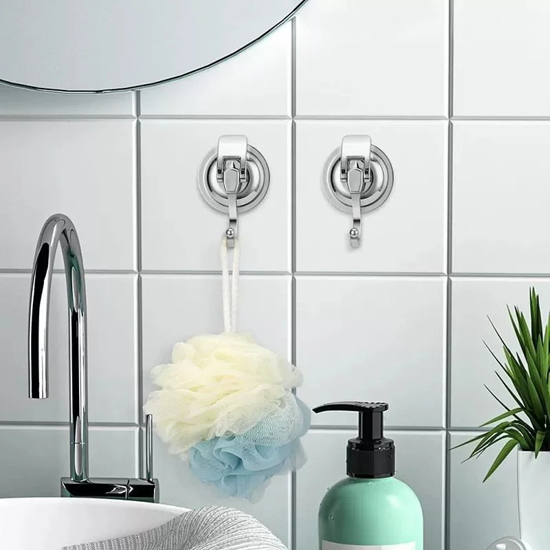 2Pcs Suction Cup Hooks Shower Heavy Duty Vacuum Hooks for Inside Shower Super Suction Sticky Hook for Kitchen Bathroom Restroom