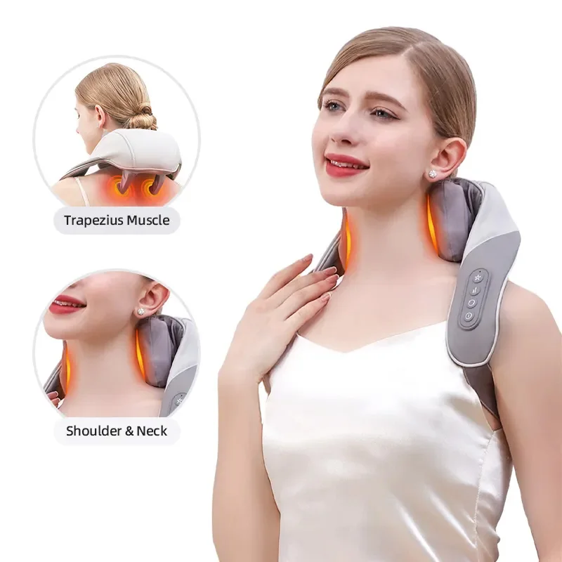 

2023Electric Neck Massage Shawl U Shape Shiatsu Kneading Heating Relieve Cervical Back Pain Relaxation Fatigue Body Massage