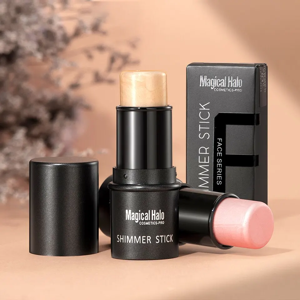2pcs Highlighter Stick Makeup Face Contour Bronzer Shimmer Concealer Stick Glitter Modify Face Contour Illuminate Makeup Tools face highlighter,face bronzer,facial contour stick