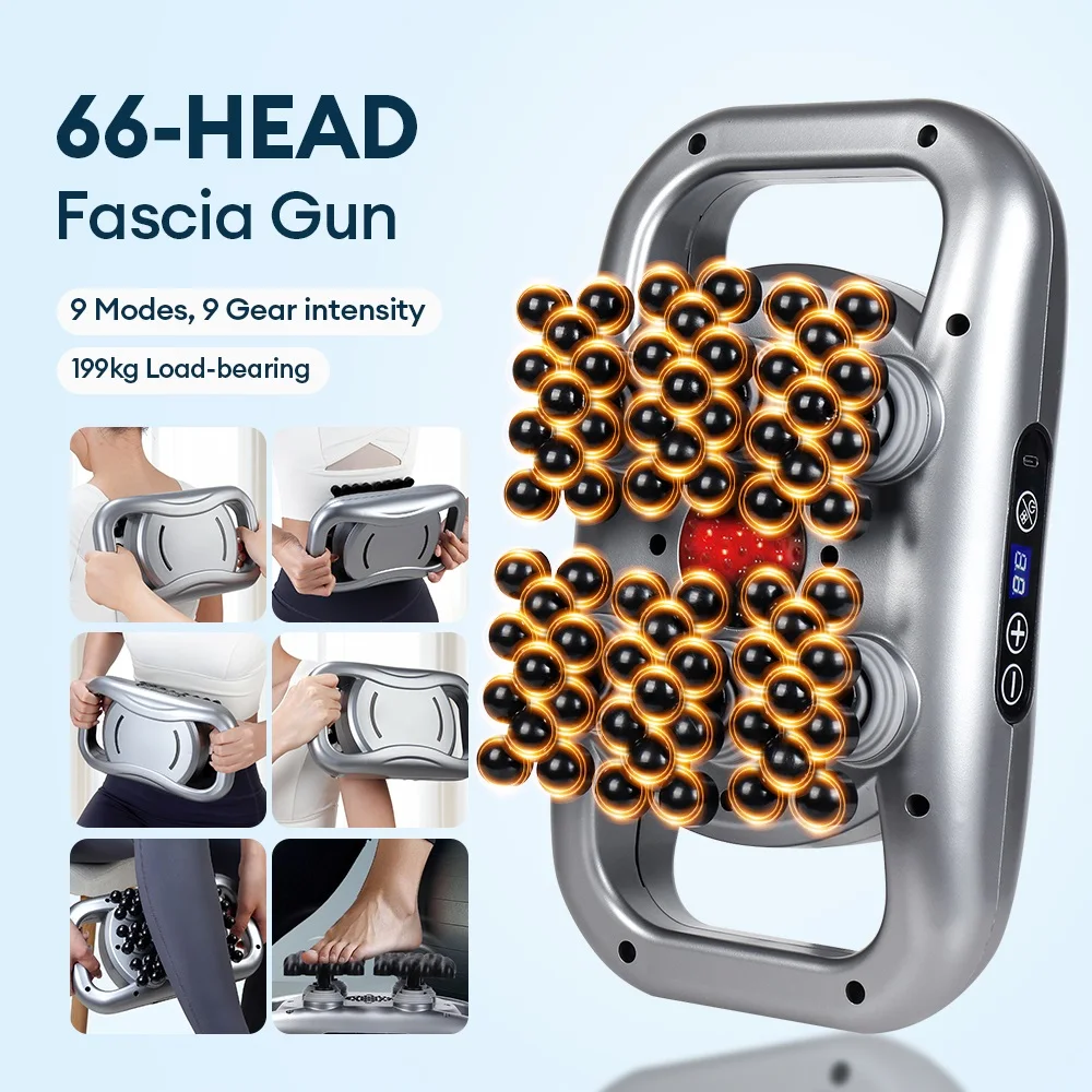 66 Heads Fascia Gun High-Frequency Vibration Body Massage Gun Back Waist Massager Neck Shoulder Massage Muscle Masajeador