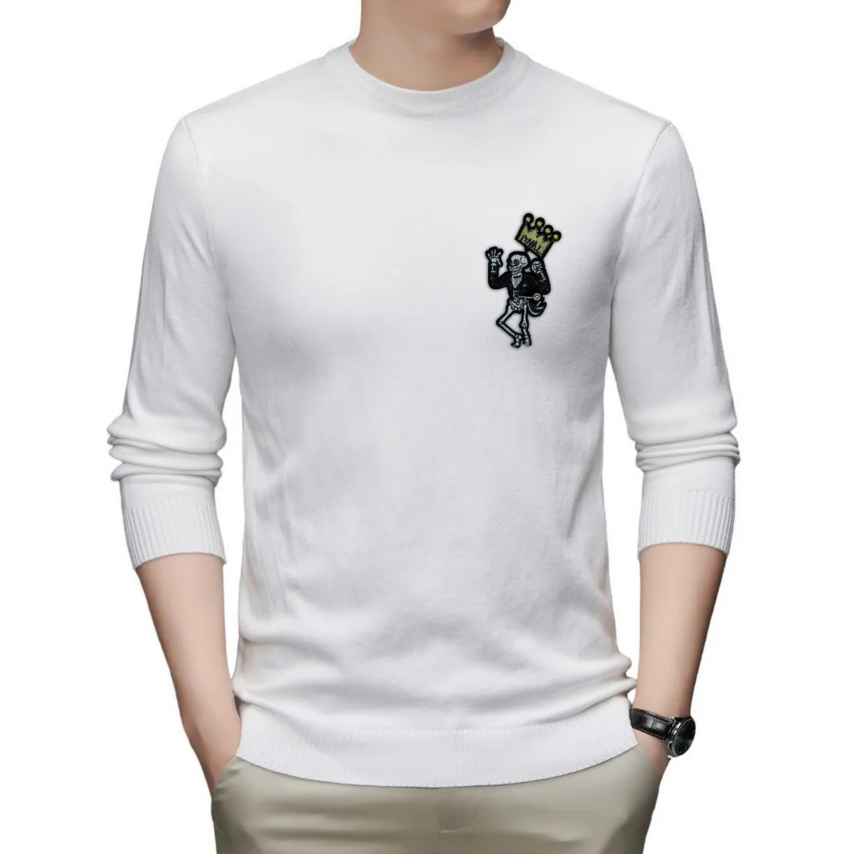 

90010CE Giierrn Sweater for Men to Keep Warm with Boys and Men's Black Winter and Winter Models, Knitted Bottoming Shirt S-L