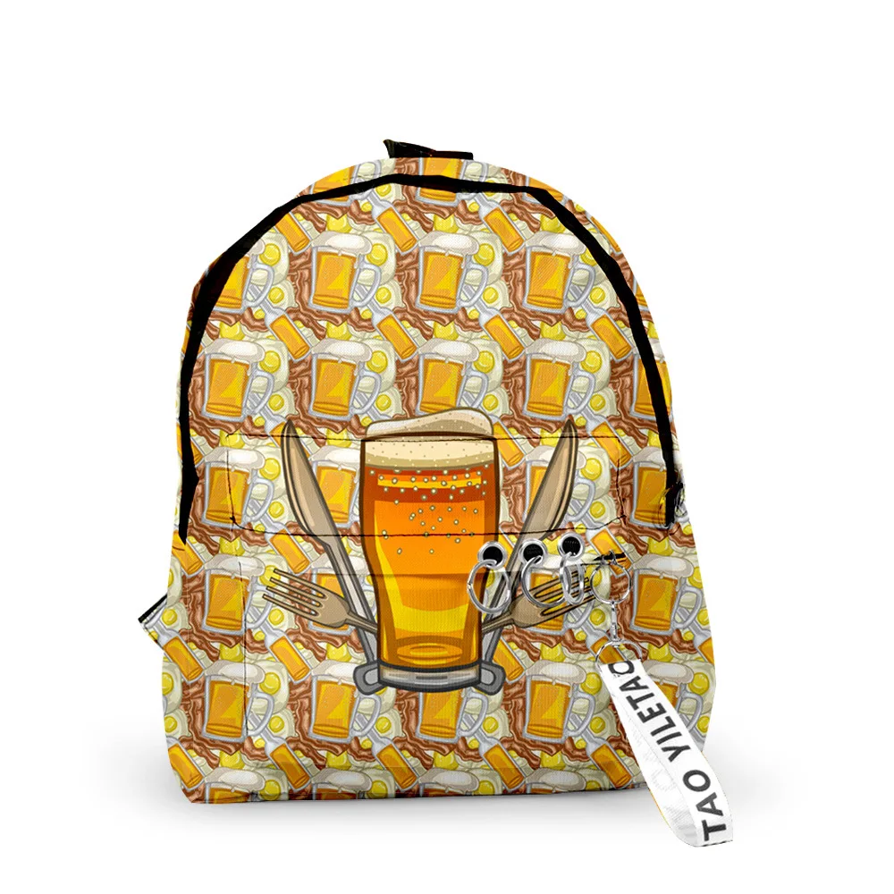 

Classic beer Notebook Backpacks Boys/Girls pupil School Bags 3D Print Keychains Oxford Waterproof Funny Cute Small Backpacks