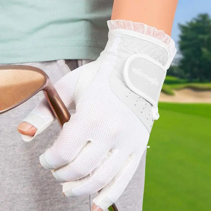 Guantes de Golf transpirables para mujer, guantes de Golf a juego de diferentes colores, transpirables, suaves, sin dedos, 1 par