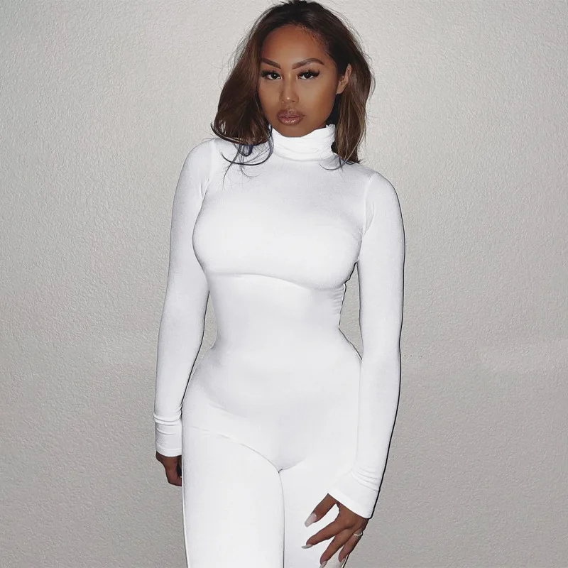 Long Sleeve One Piece Jumpsuits Solid Elegant Luxury Party Outfit Bodycon Fall Winter Clothes 2022 Women Club Jumpsuit Bodysuit