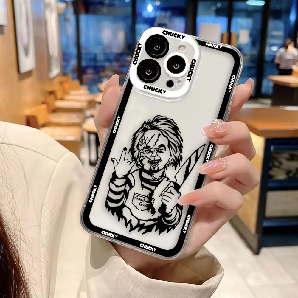 Cartoon Chucky Design Clear Phone Case Cover
