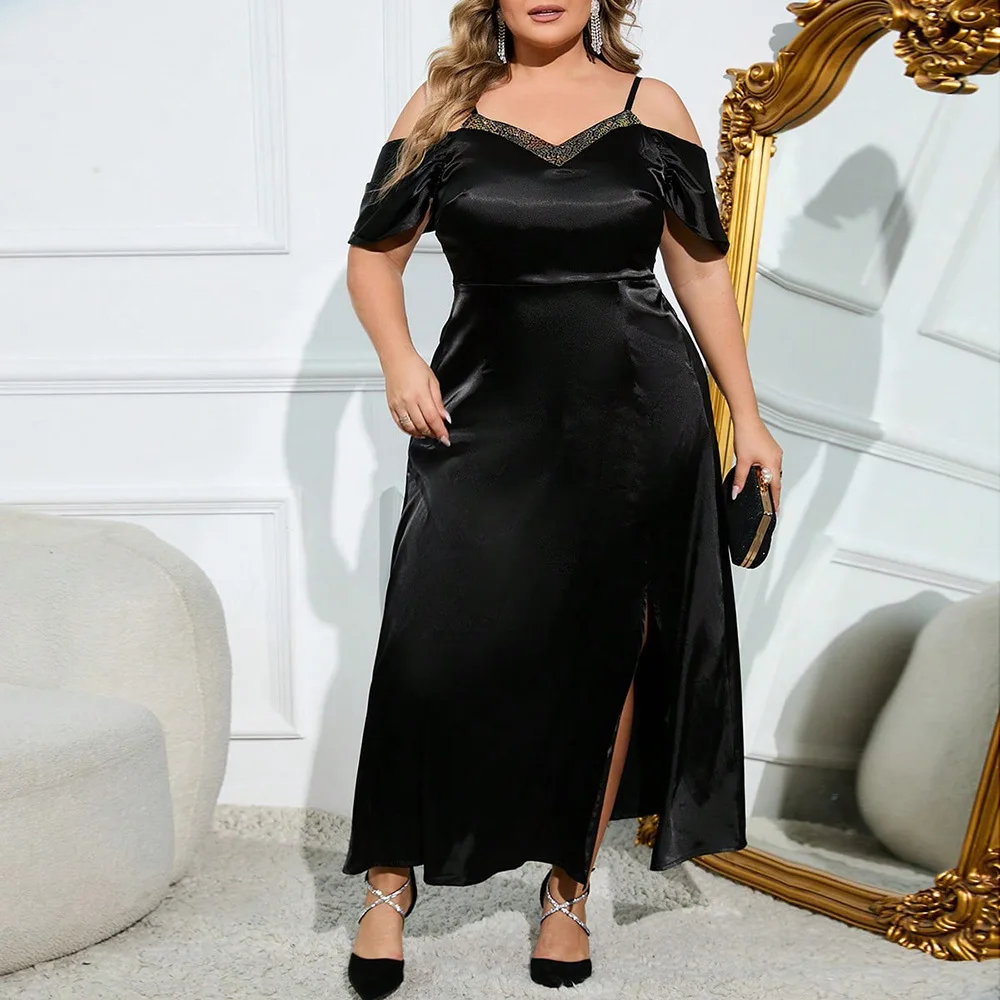 

Sexy Backless Plus Size Women Dresses Elegant Solid Color One Shoulder Evening Dress Fashion Casual Halter Party Dresses Autumn