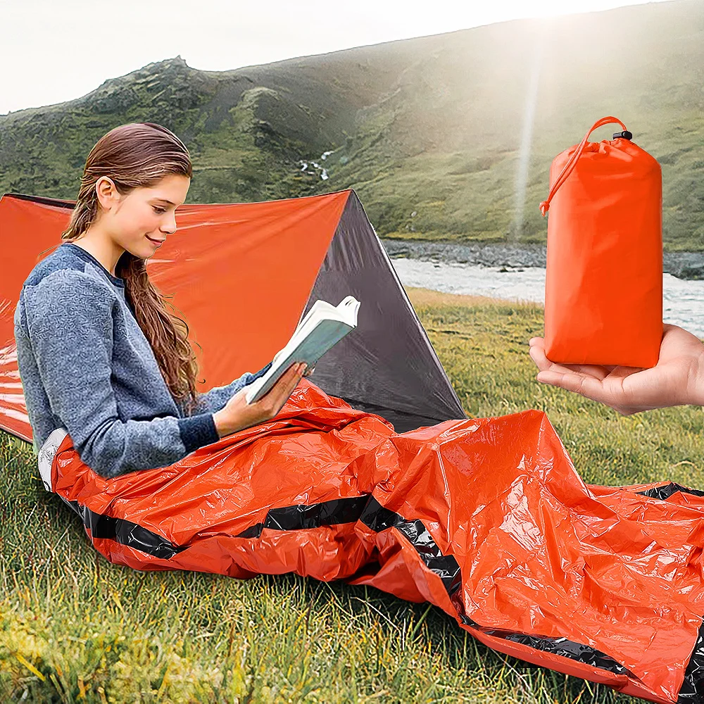 1pc Outdoor Emergency Sleeping Bag Cold Resistance Waterproof