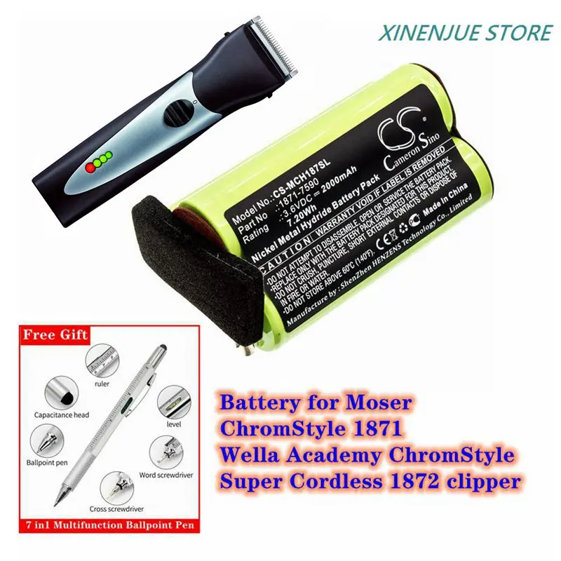 Electric Clipper Battery 3.6V/2000mAh 1871-7590 for Moser