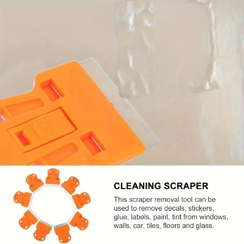 Window Scraper Mini Scrapers Mini Plastic Handle Steel Blade Window Paint Scraper Wallpaper Sticker Decal Residue Label Removal Putty Knives