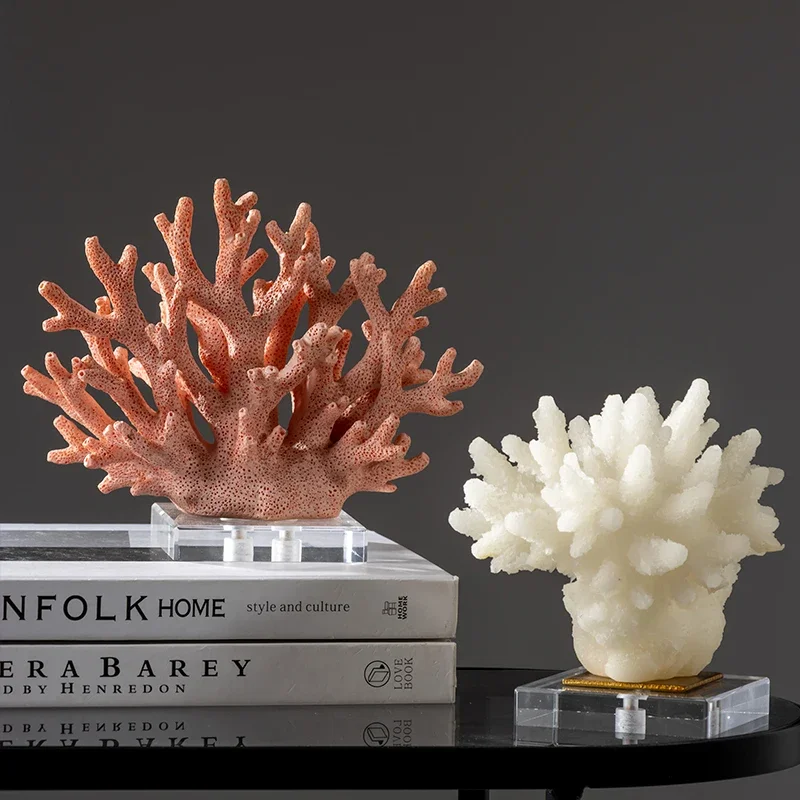 Creative Resin Imitation Coral Crafts Hollow Coral Sculpture Decorative Figurines Colorful Crystal Ornaments Home Decoration resin coral ornaments
