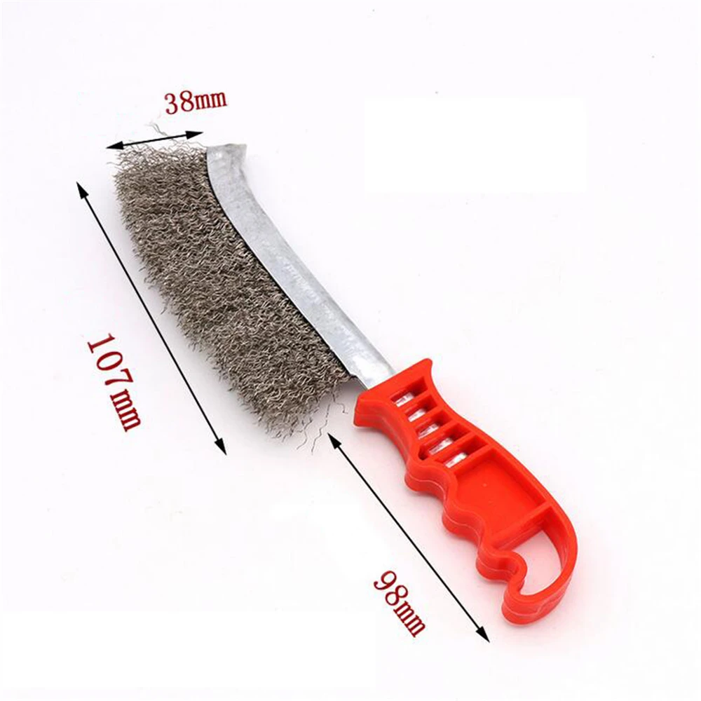 BBQ Grill Cleaner Brush Handle Steel Wire Brush Red Plastic Copper Plating Derusting Barbecue Mesh Cleaning Accessories barbecue cleaning tools grill brush cleaning brushes