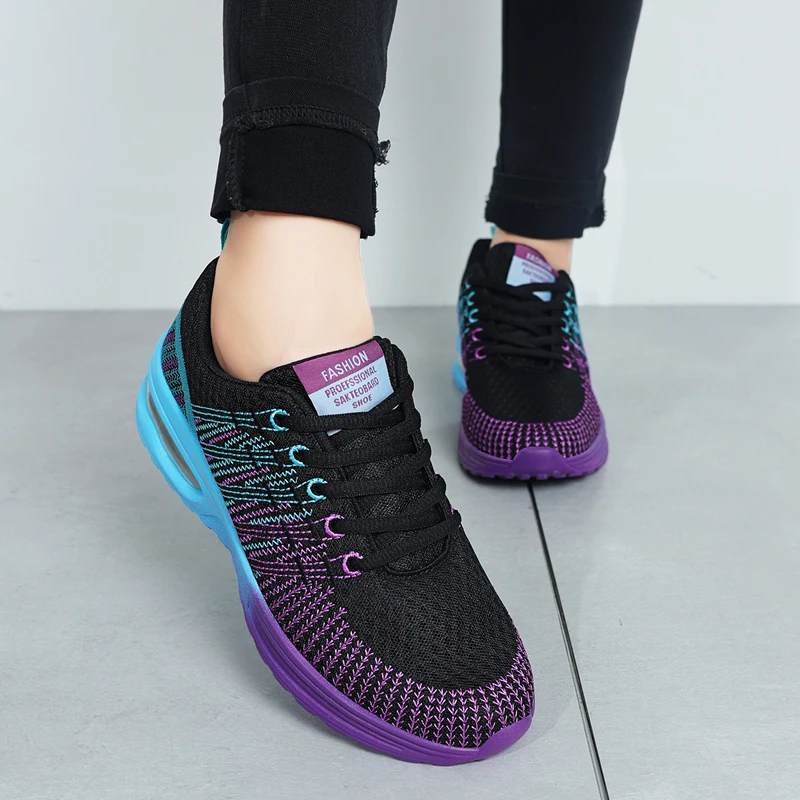 Women Sneakers Sports Tennis Shoes Cushion Running Shoes Lace Up Breathable Leisure Outdoor