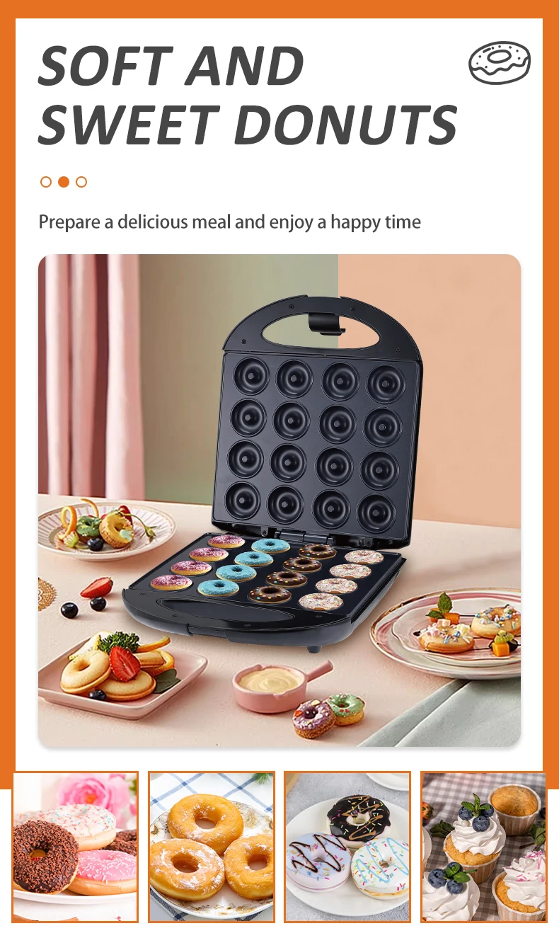 Description Picture 5 of itemSOKANY Product SK-08002 Mini Donut Maker Machine 1400W High-Power Double-Sided Heating Anti-Stick Design Toaster Sandwich Maker