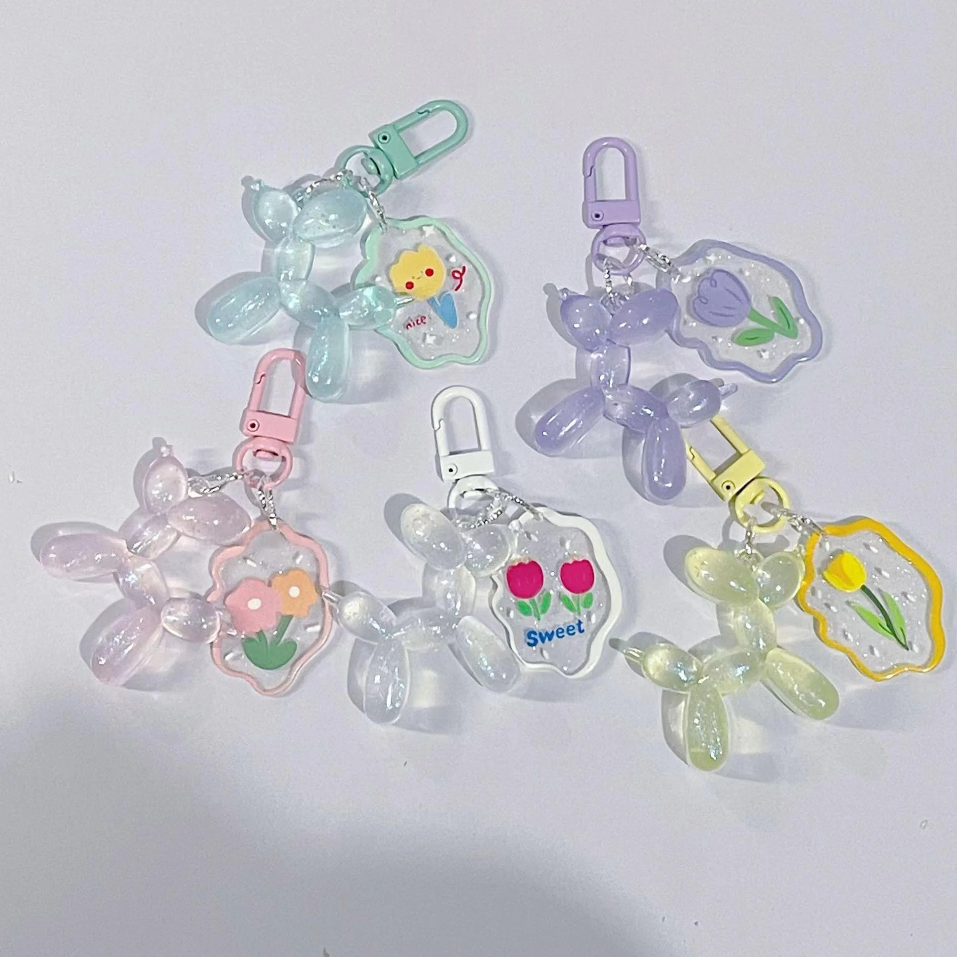 10PcsNew Arrival Luminous flower puppy Charms Resin Pendant for Bag Pendant Keychain Ornament Handmade Accessories Supplies
