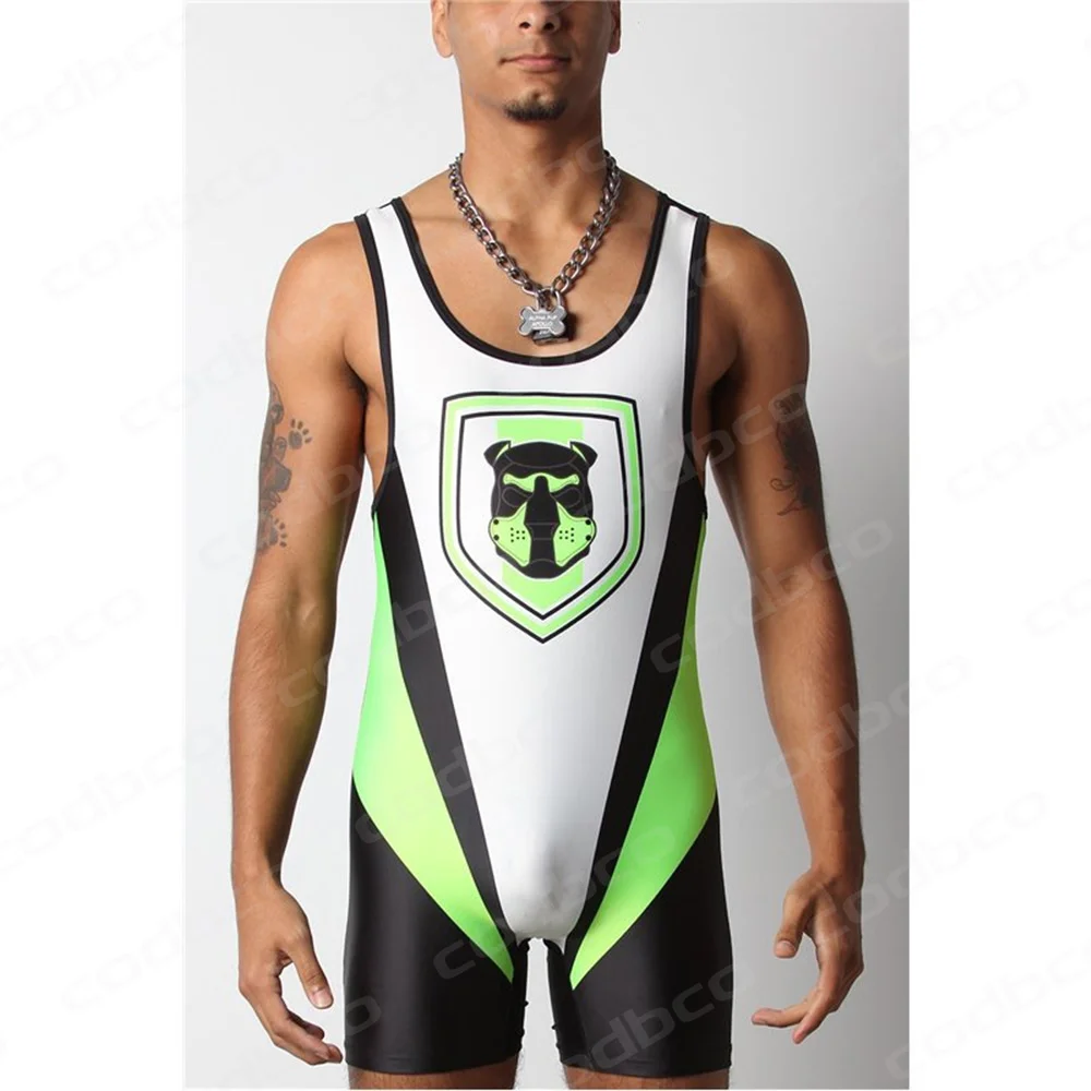 New Men's Wrestling Singlets Suit One Piece Tight Bodysuit High Elasticity Triathlon Weightlifting PowerLifting Fitness Skinsuit