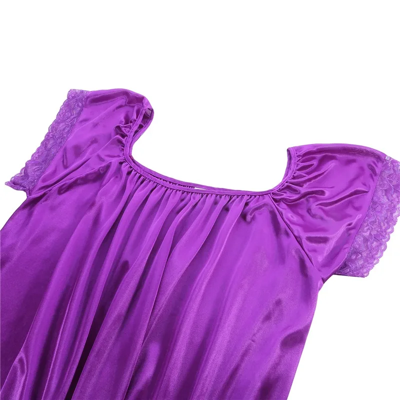 Summer Ice Silk Sleeping SkirtPlus Large Size Long Skirts Light Comfortable Women Sleeping Skirt Short Sleeve Extended Widened