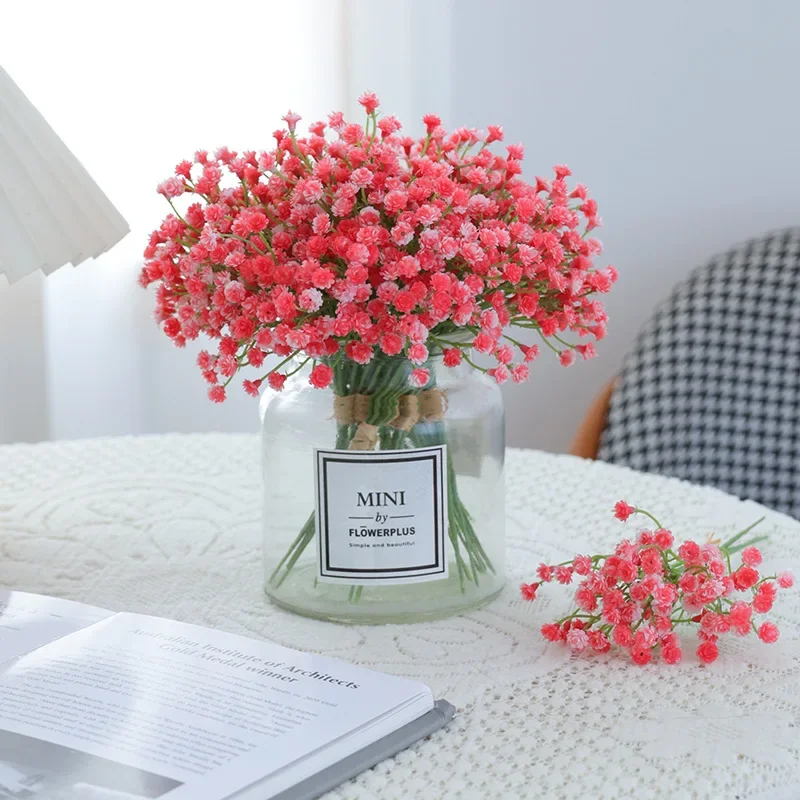 Luabue Gypsophila kunstbloemen, Gypsophila, kunstzijden bloemen, sluierkruid, kunstbloemen voor thuis, tafel, bruiloft, feest, decoratie, 6 stuks, groen