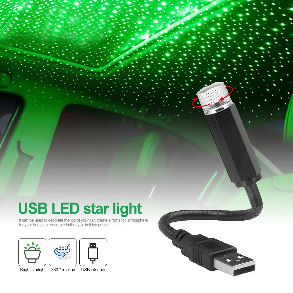 Romantico Led Car Roof Star Night Light Usb Starry Sky Projector Atmosphere Galaxy Lamp Luce Decorativa Per Interni Auto Regolabile