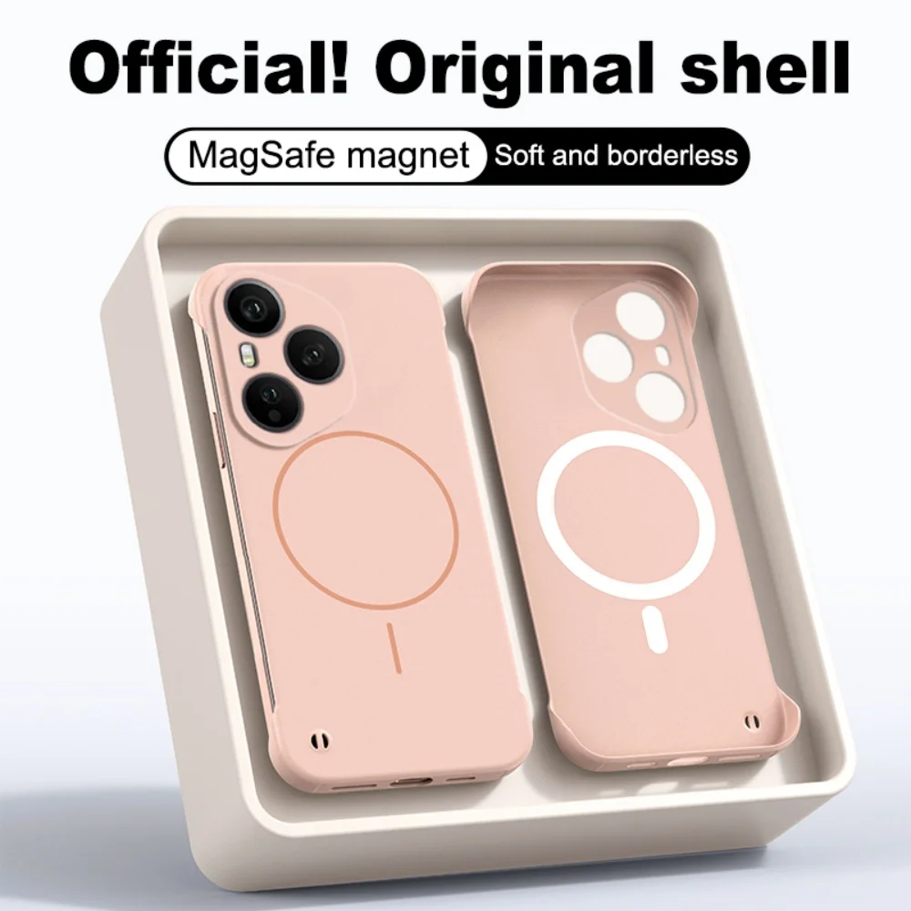 Luxury Frameless Magnetic Phone Case with Wireless Charging and Non-Slip Bumper Cover