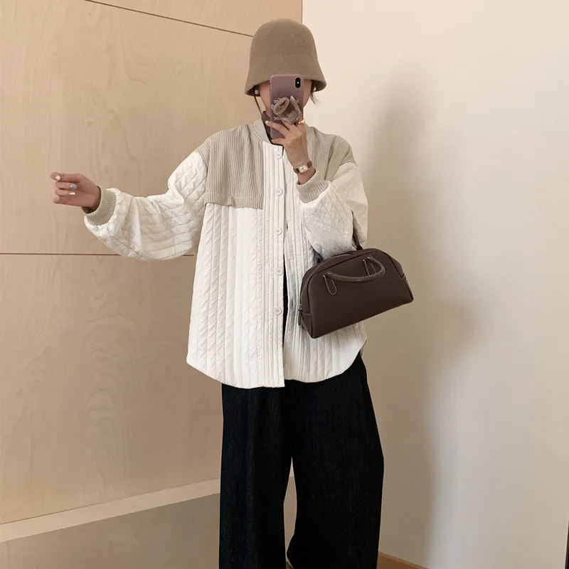 

Korean Style Casual Knit Women Jackets Striped Cotton 2023 Autumn and Winter New Fashion Long Sleeve Wild Tops Women