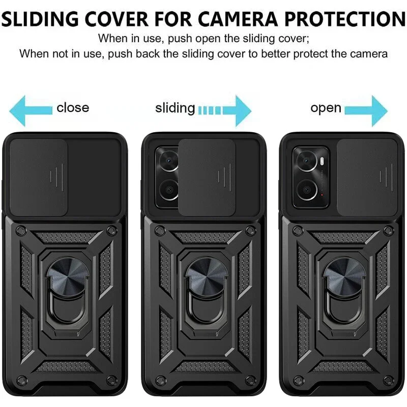 Slide Camera Lens Protector Armor Case with Military Grade Bumpers and Ring Cover