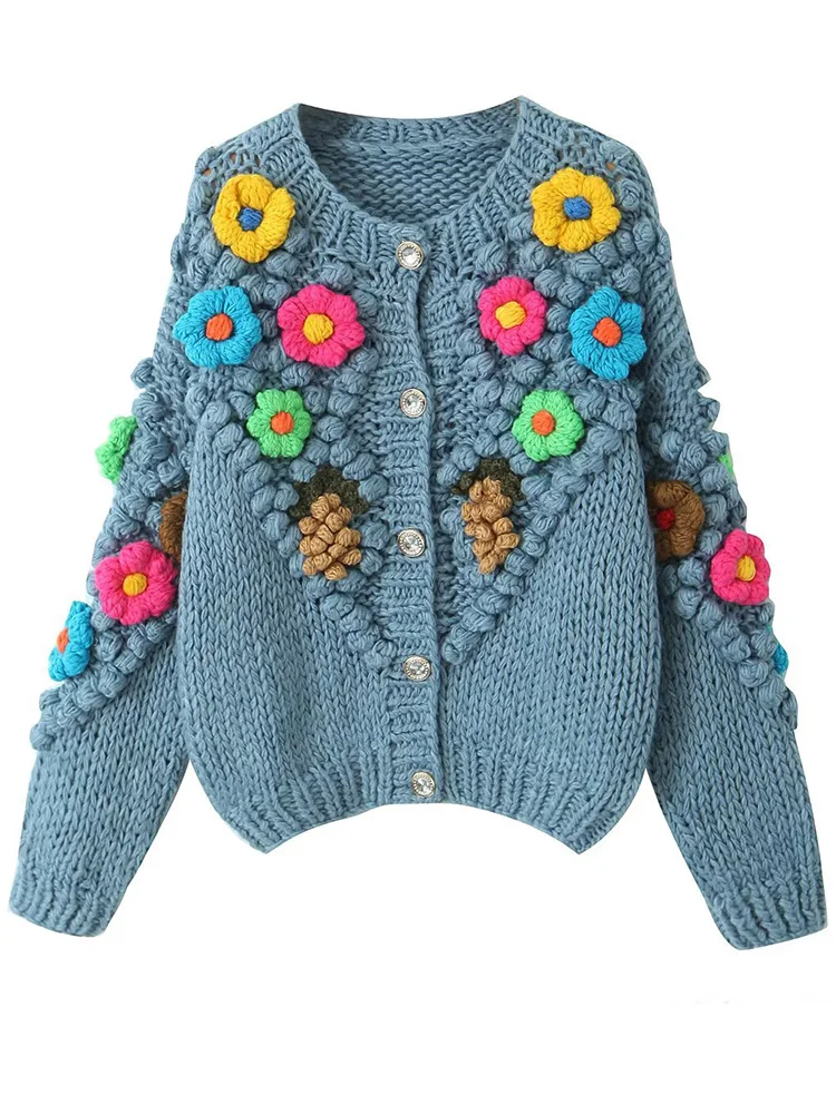 

Gypsylady Boho Flower Handmade Sweater Cardigan Autumn Winter Thick Warm Long Sleeve Women Ladies Female Knit Sweater Knitwear