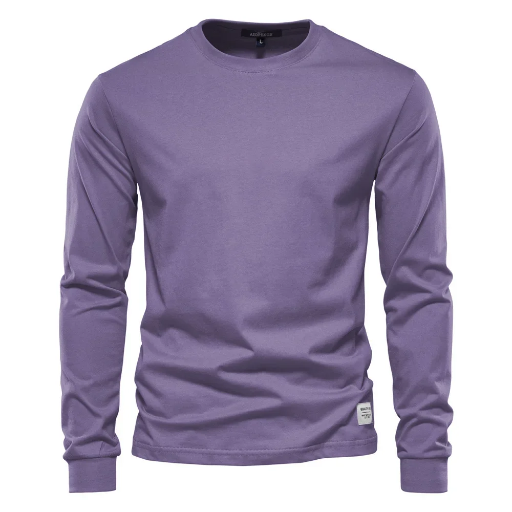 Casual Pure Cotton Long Sleeve Men's T-shirt color