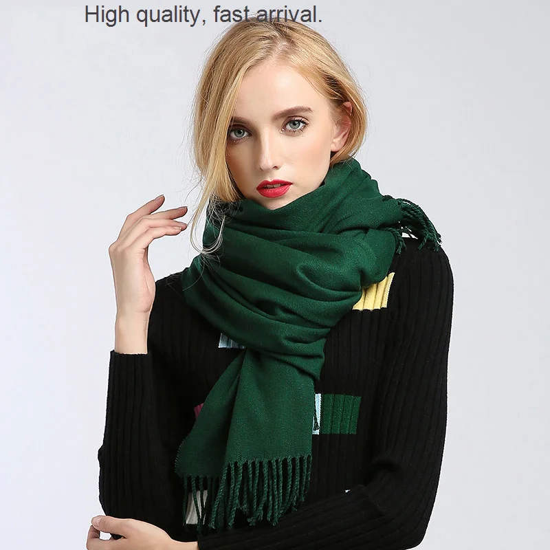 women's-season-scarf-winter-dark-green-all-match-fashionable-shawl-dual-use-korean-style-student-fashion-pure-warm-scarf