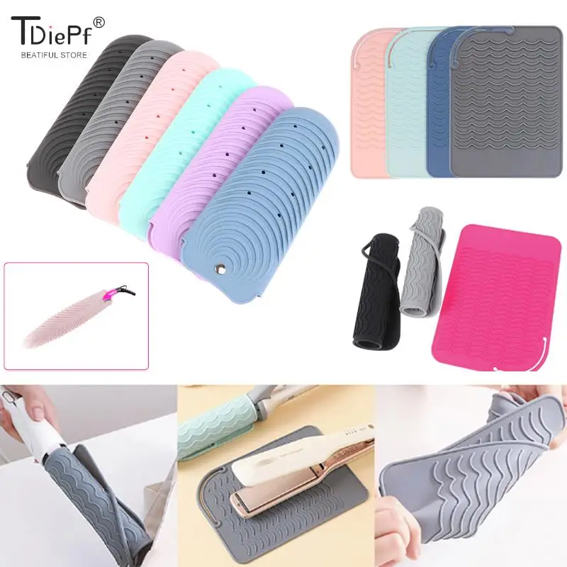 

1PCS Multi-function Heat Resistant Silicone Mat Pouch Heat Shield Flat Iron Holder Cover For Travel Hair Straightener Mat Pouch