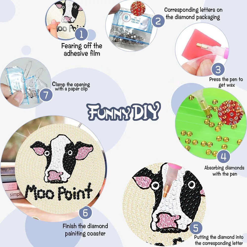 8pcs 5D Friends Diamond Painting Coasters Kit DIY Diamond Art Coasters with Holder Non Slip Coaster for Kids Holiday Gifts