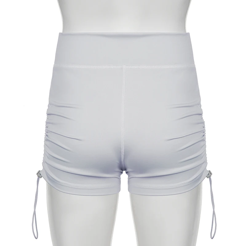 BIIKPIIK Sporty V-waist Shirring Shorts Women Fashion Drawstring Solid Skinny Yoga Short Pants Fitness All-match Bottom Clothing