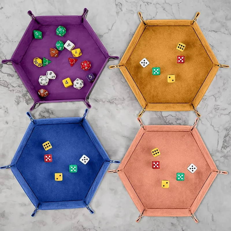 Dice Tray 1pc Hexagonal Dice Tray and Miscellaneous Storage Box Board Game Dice Tray Accessories Leather Tower