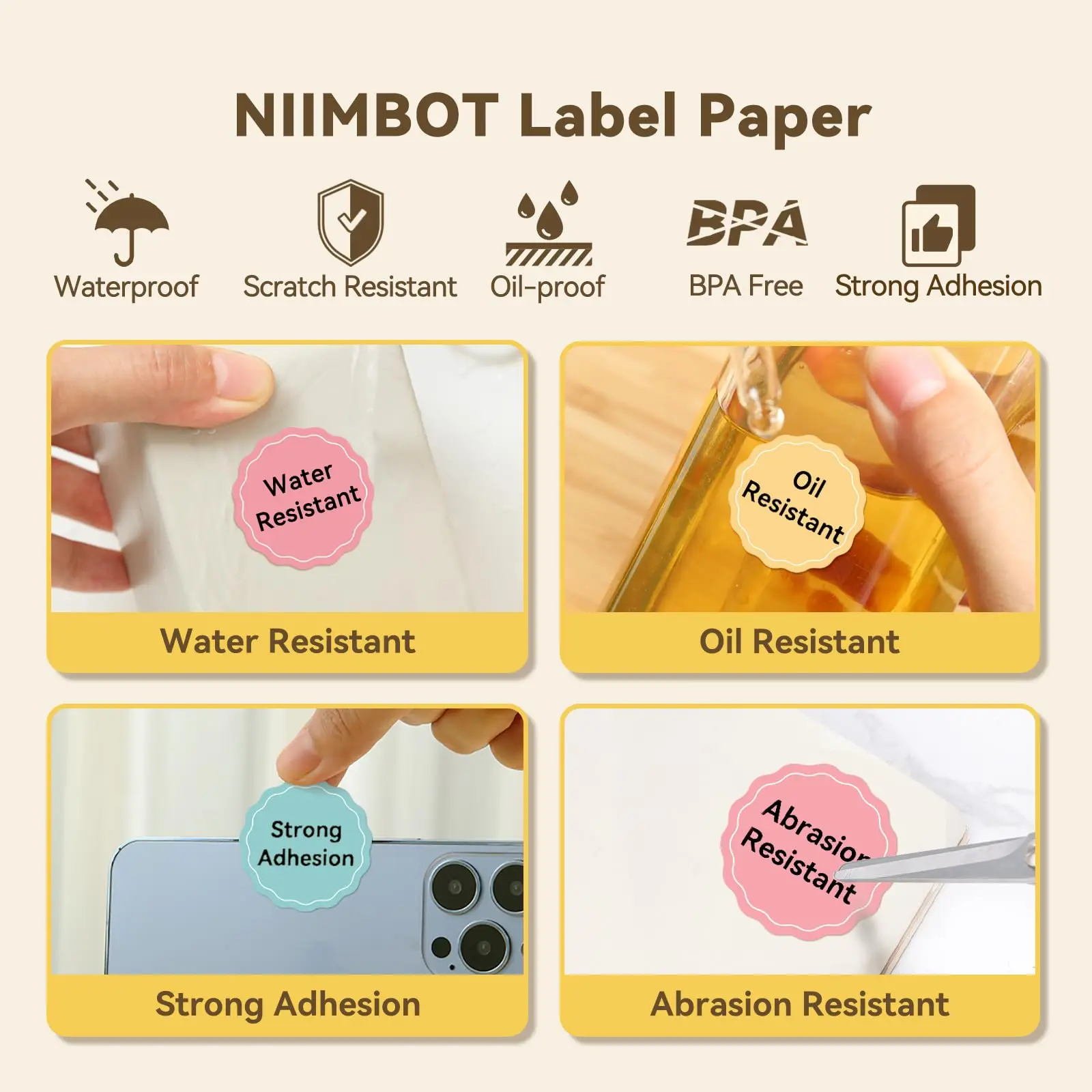 2 Rolls Niimbot B1 B21 B3S Label Self-Adhesive Stickers Paper for Label Printer Auto Adhesive Paper Name-Card Stationary Marking