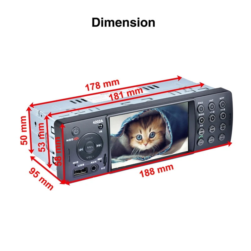 차량용 내장형 헤드 유닛, 단일 Din 자동 라디오, 블루투스 자동 라디오, USB SD 보조 FM 리시버, 핸즈프리 내장 I, 4 인치