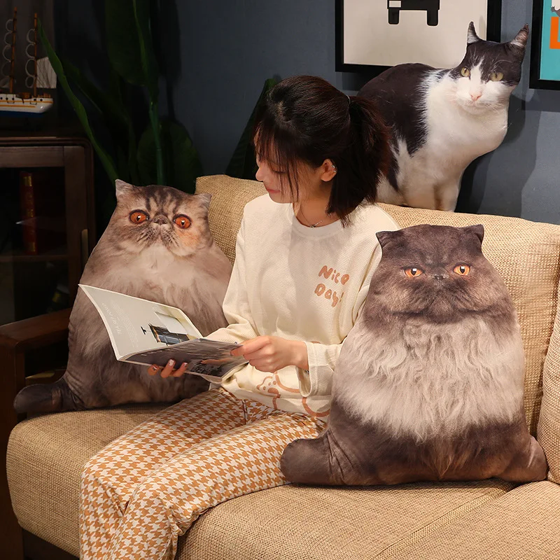 50CM Real Life Vivid Cat Plush Pillow Simulated Cat Cushion