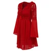 Women's A Line Dress Short Mini Dress White Black Red Long Sleeve Solid Color Ruffle Patchwork Chiffon Spring Summer Slim V Neck 5