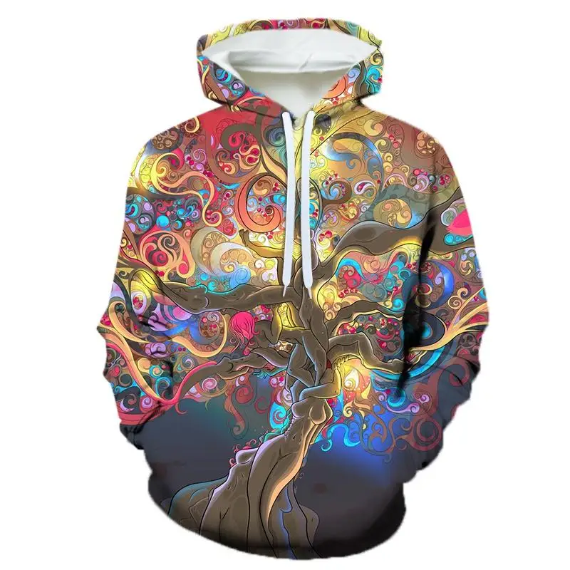 thumbnail image 1 of Sudadera con capucha con estampado de árbol psicodélico creativo de primavera y otoño para hombre, sudaderas casuales con impresión 3D, sudaderas, camisetas de calle, 1 of 4