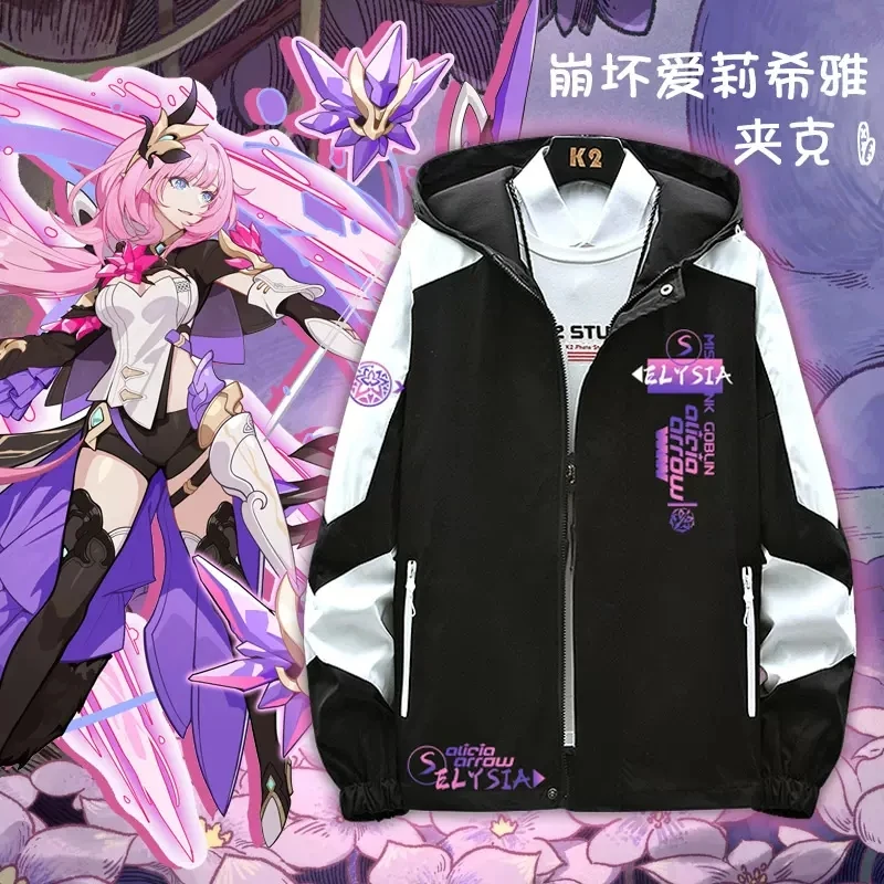 

Game Honkai Impact 3 Elysia Cosplay Costum Long Sleeve Print Jacket Zipper Hoodie Fashion Hooded Coat Unisex Anime Clothe New