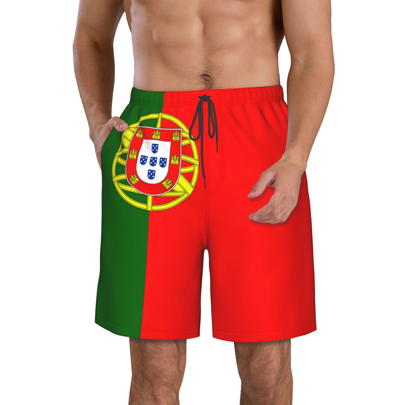 Pantalones cortos de con bandera de Portugal hombre, ropa de baño de poliéster para surfear, M 2XL, para correr| | AliExpress
