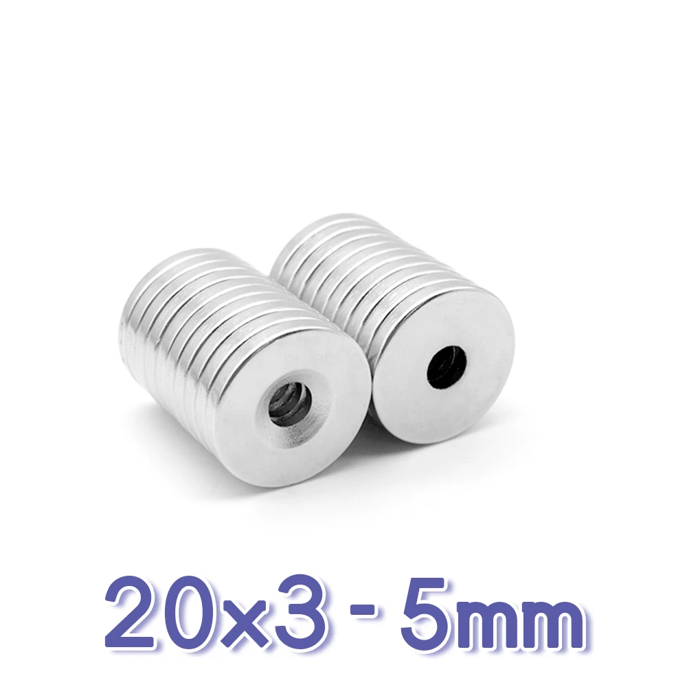 2/5/10/15/20/50PCS 20×3-5 Countersunk Round Search Magnet 20*3 With Hole 5mm Disc Permanent Neodymium Magnet 20×3-5mm  20*3-5