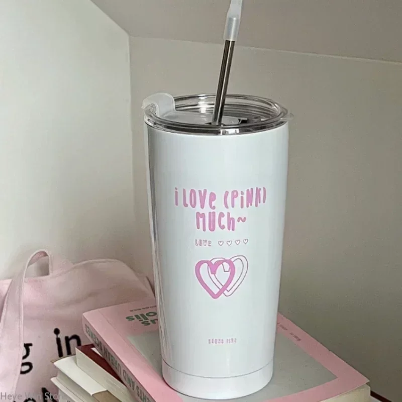 304 Vacuum Cup Stainless Steel Insulated Straw Cup Large Capacity Water Bottle